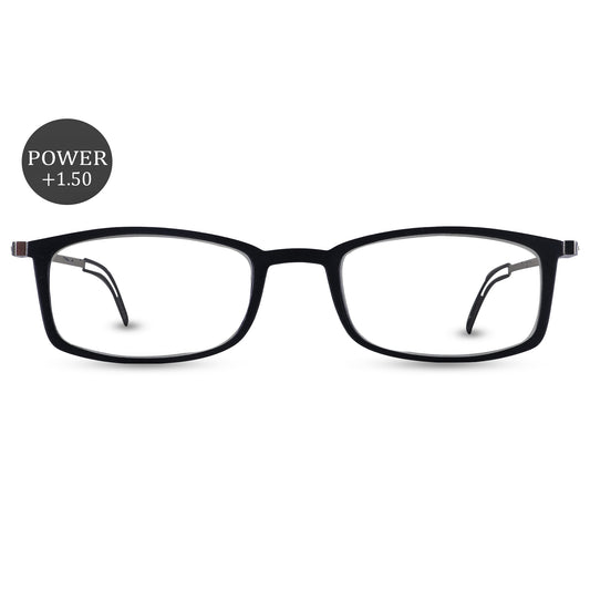 Sirts Thin Black Rectangular Reading Glasses +1.50