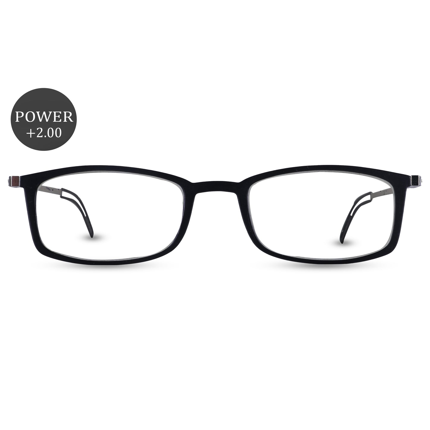 Sirts Thin Black Rectangular Reading Glasses +2.00