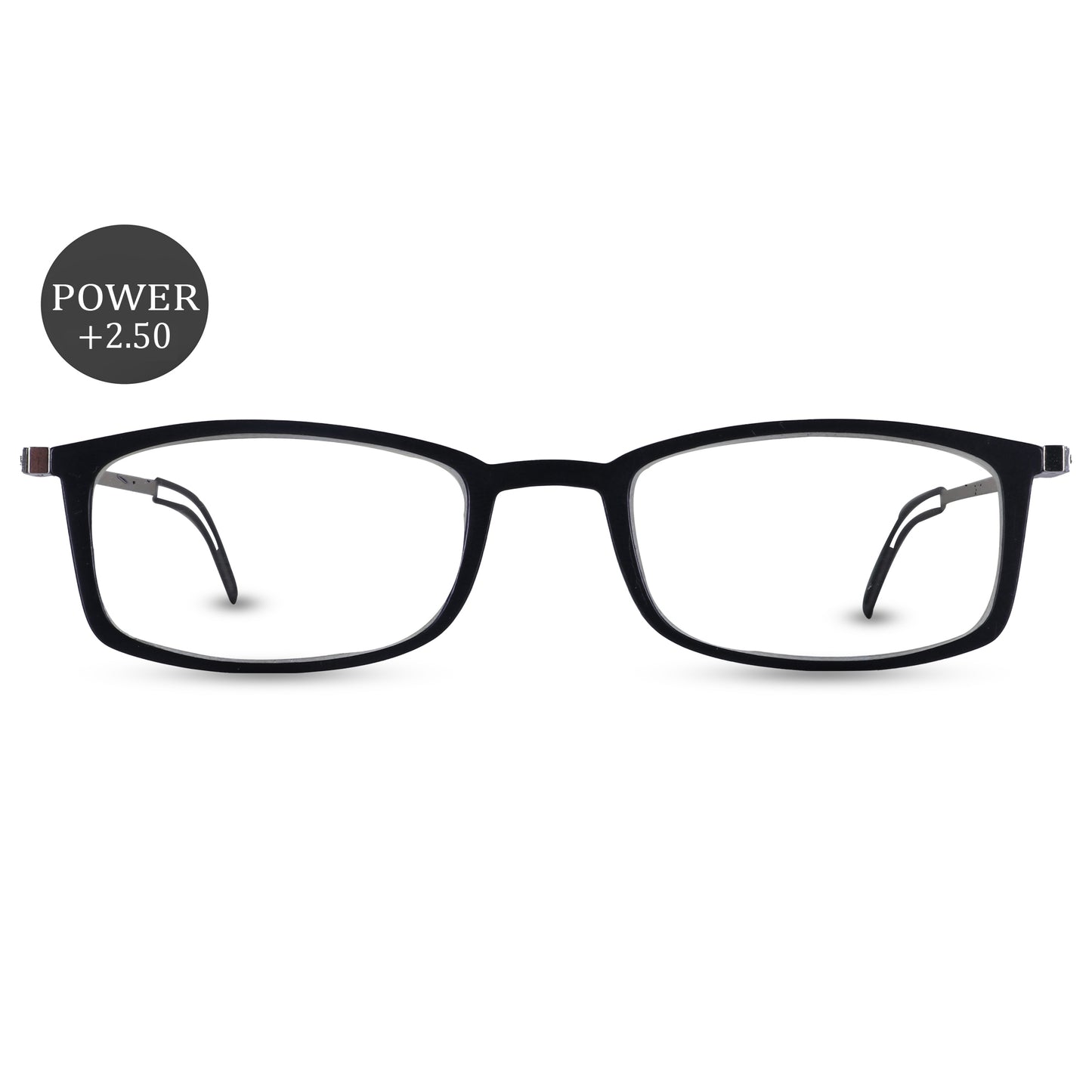 Sirts Thin Black Rectangular Reading Glasses +2.50