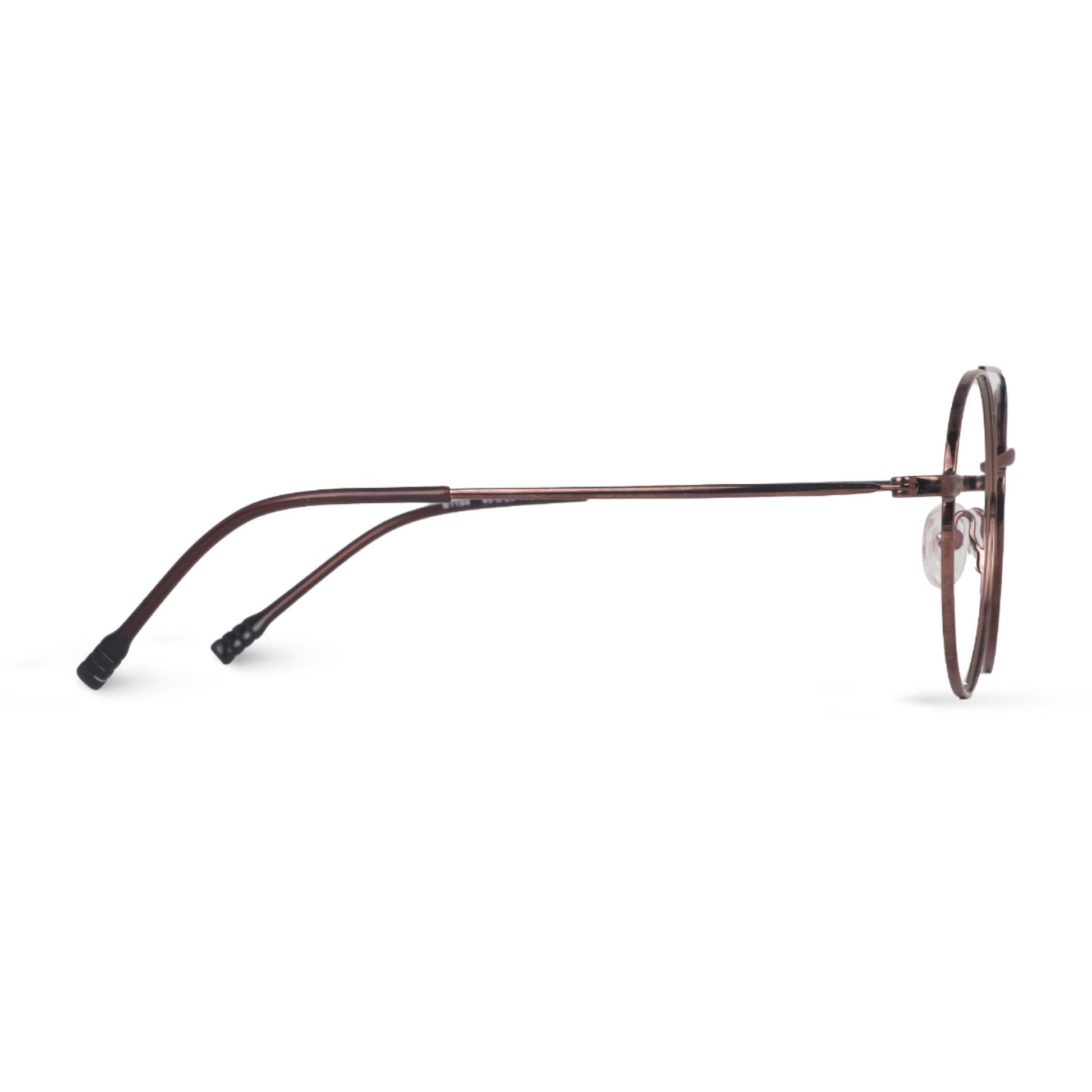 Los comun Brown Sleek Metal Round With Bar Full Rim - Lens Caravan