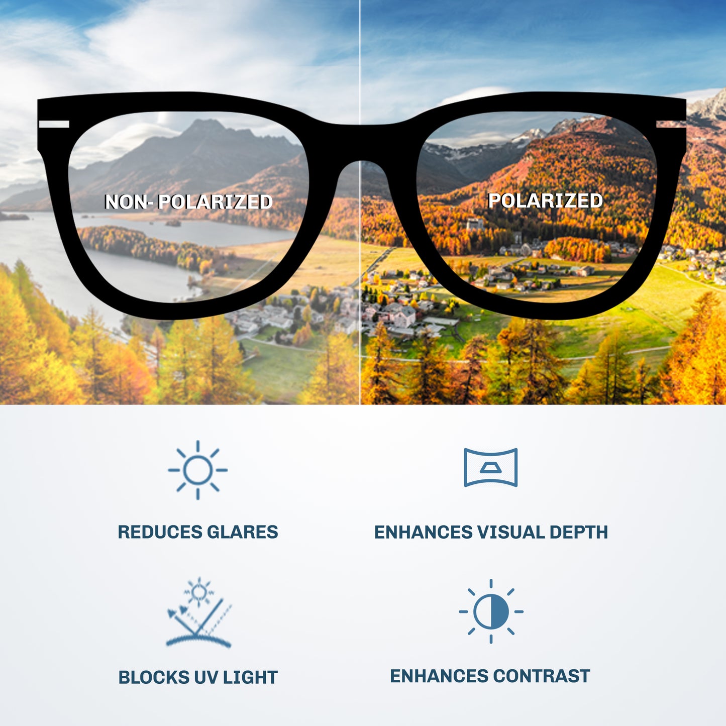 Loscomun Polarized Black Gold Round Sunglasses