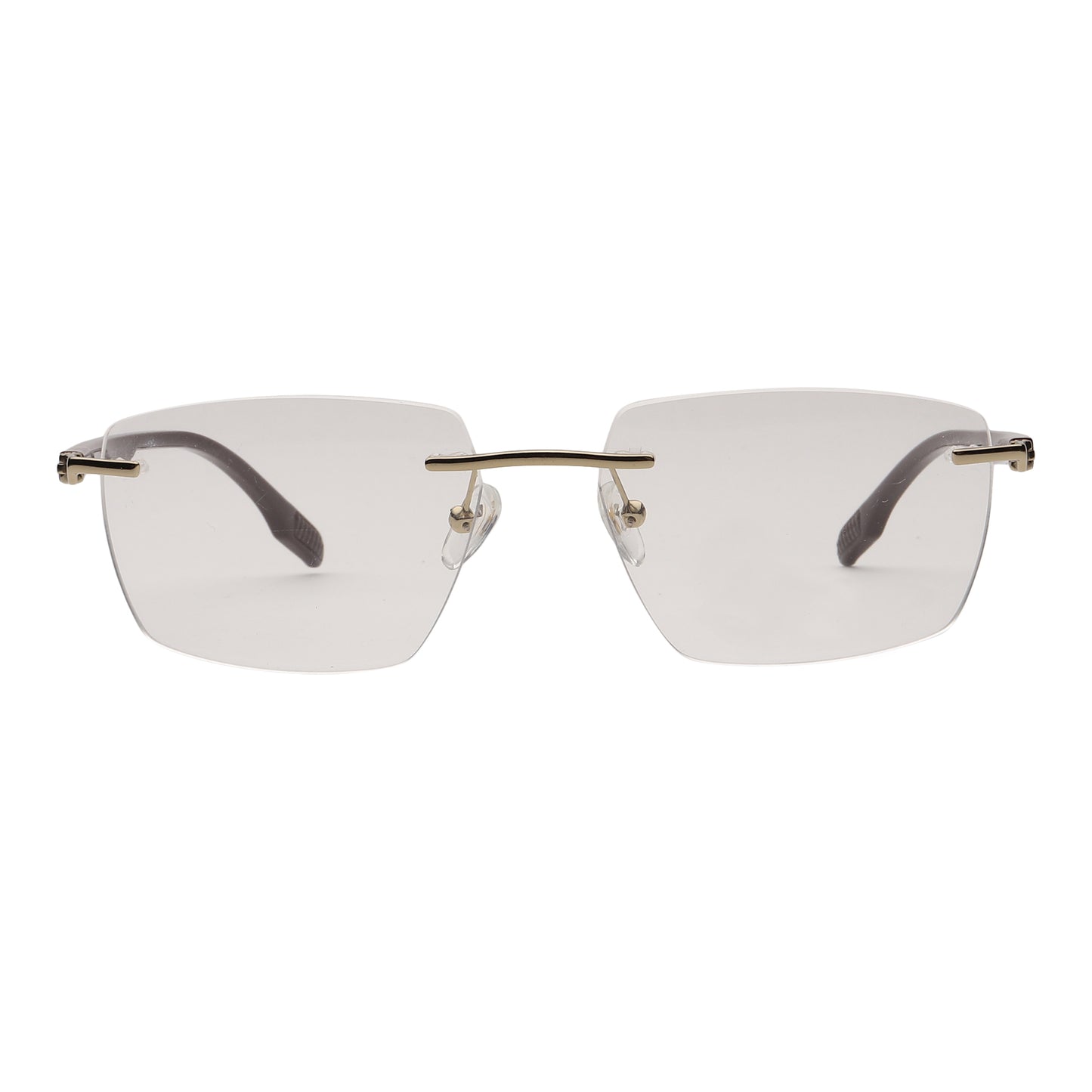 Sirts Grey Black Metal Rimless Rectangular Light Weight AD1046 - Lens Caravan